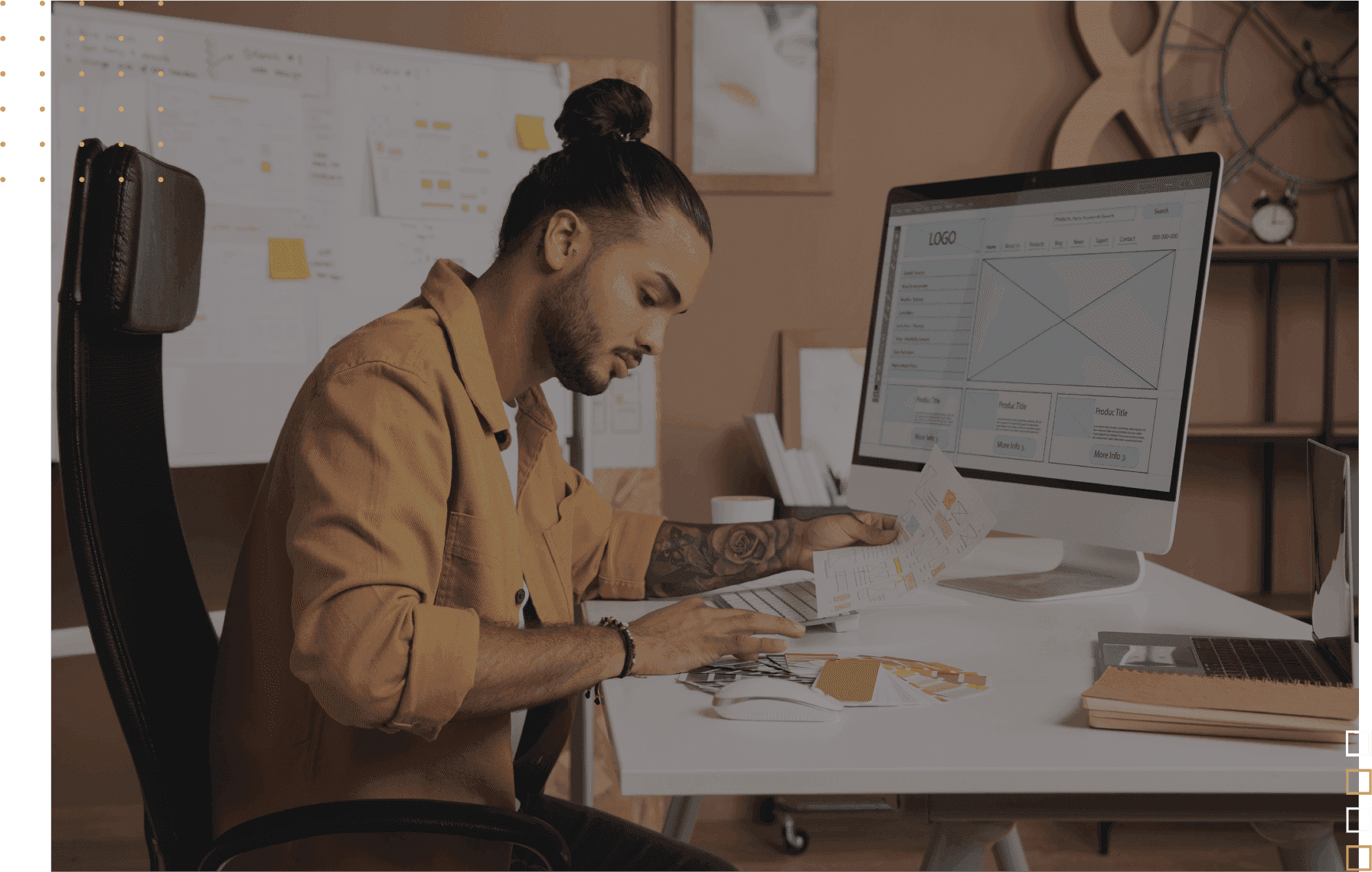 A designer planning a custom WordPress website
