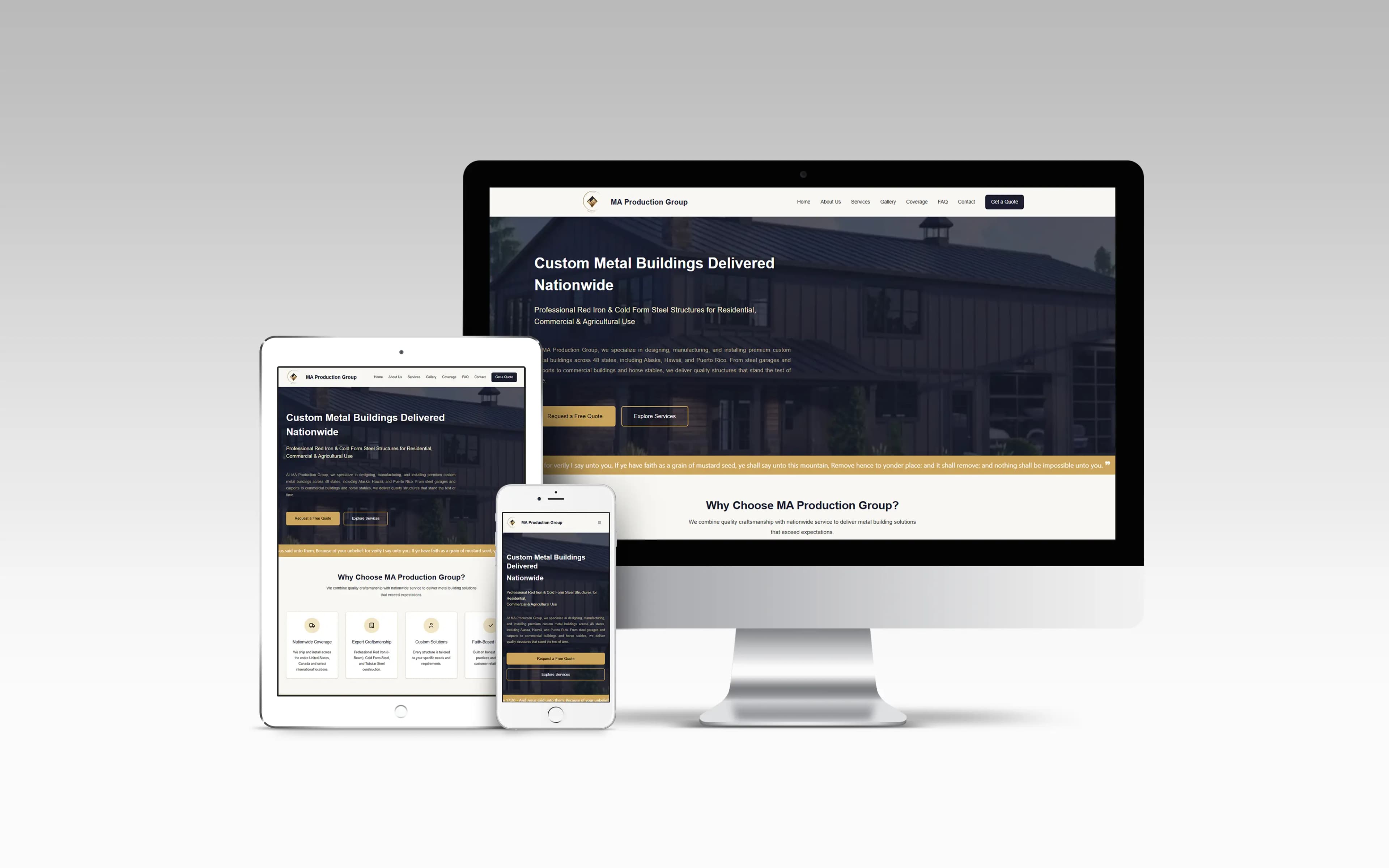 MA Production Group responsive website mockup