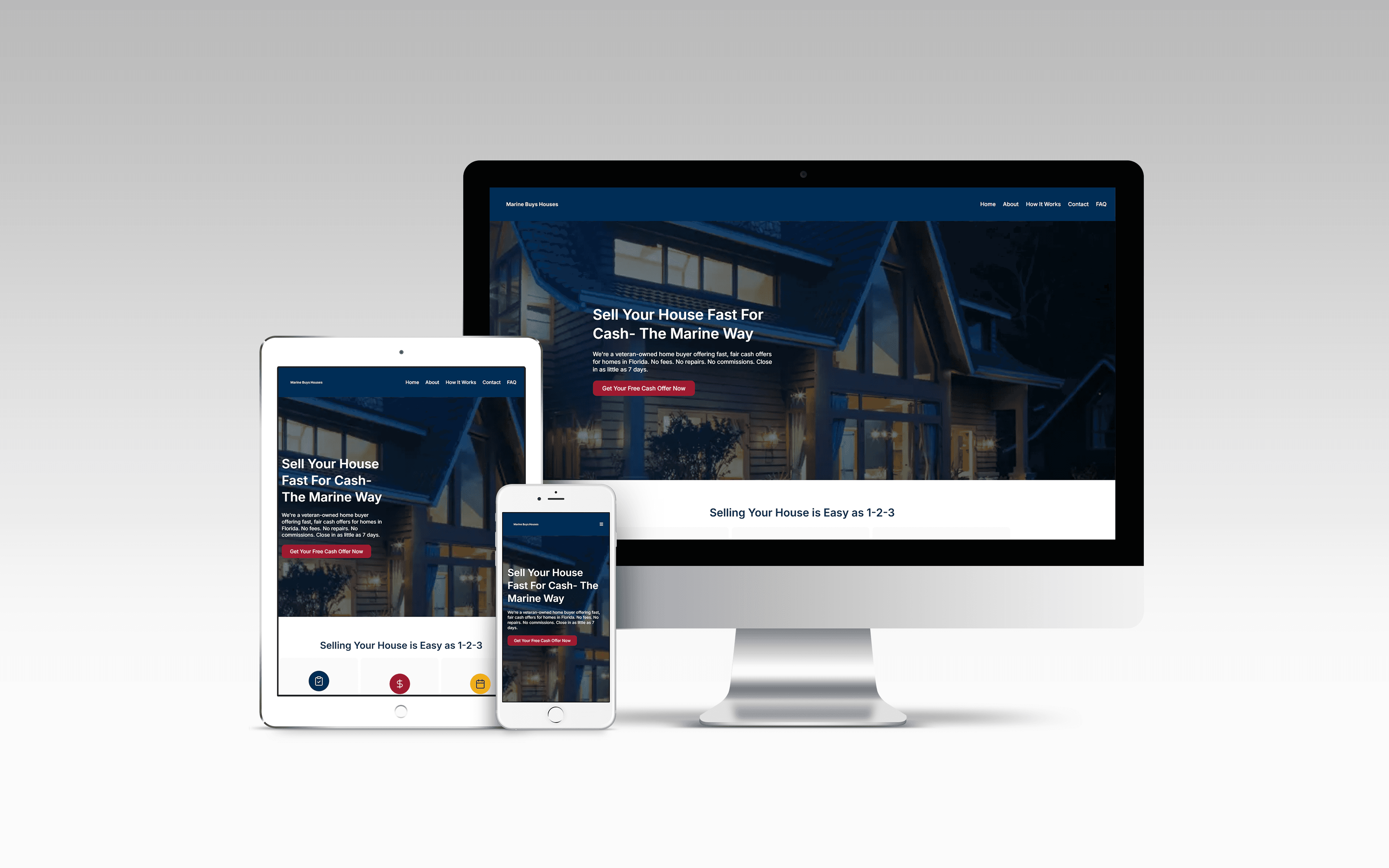 Marine Buys Houses responsive website mockup