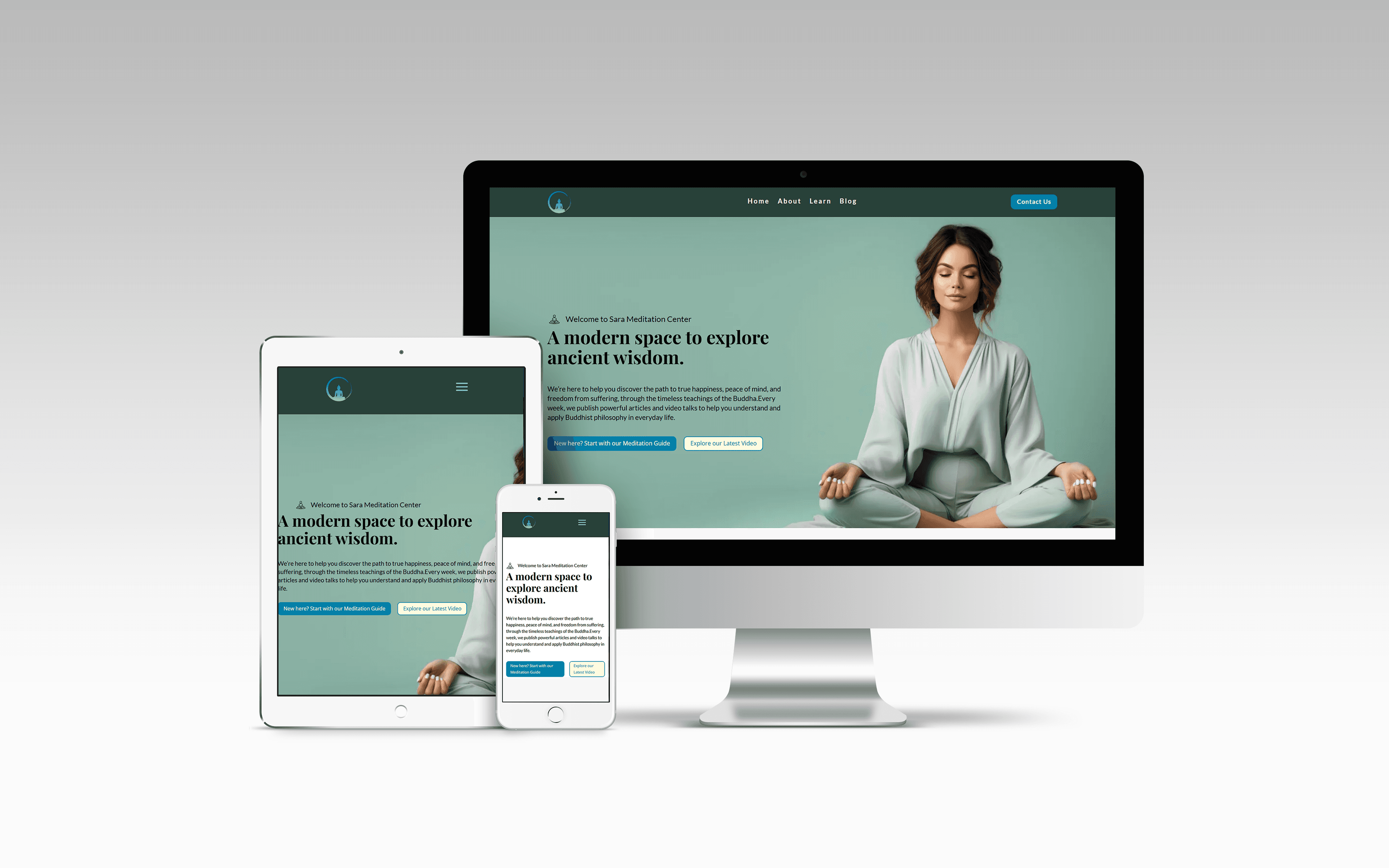 SARA Meditation responsive website mockup
