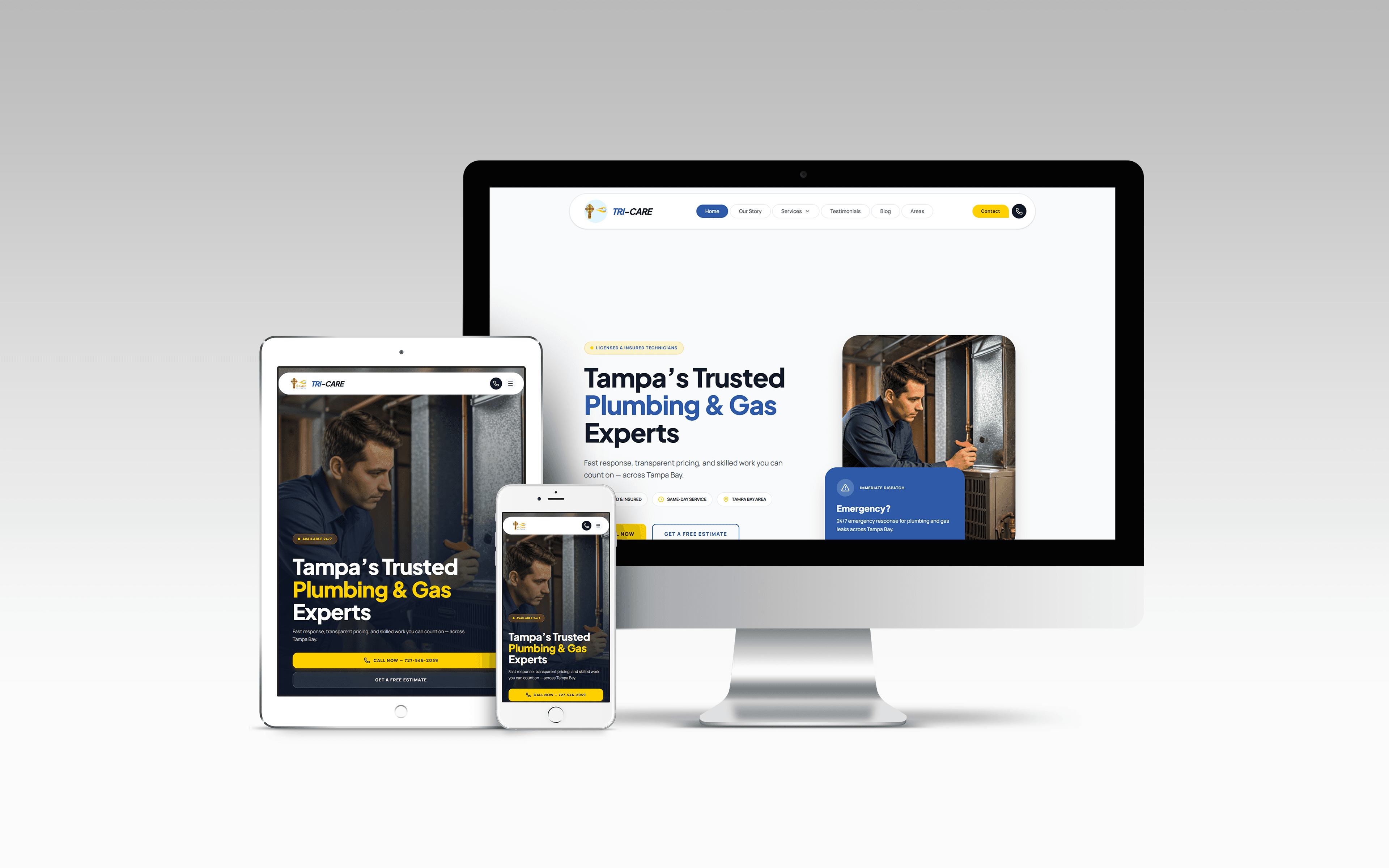 Tri-Care Services responsive website mockup